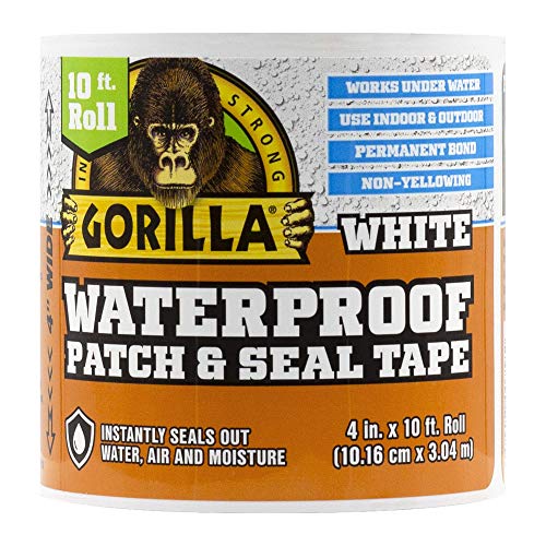 Gorilla Waterproof Patch & Seal Tape 4" x 10' White, (Pack...