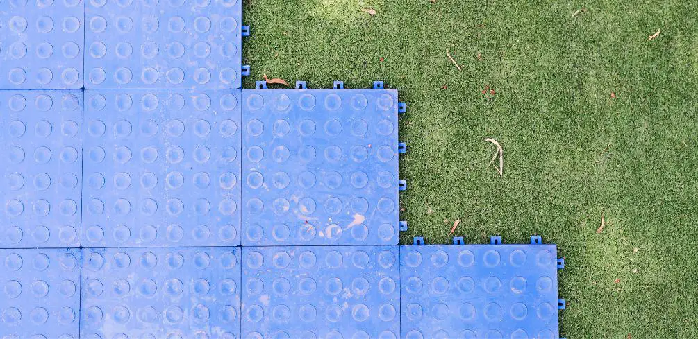 Basketball Court Tiles Over Grass