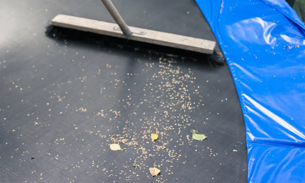 Cleaning Leaves From The Trampoline