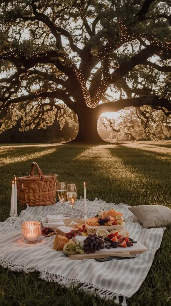 candlelit picnic beneath tree