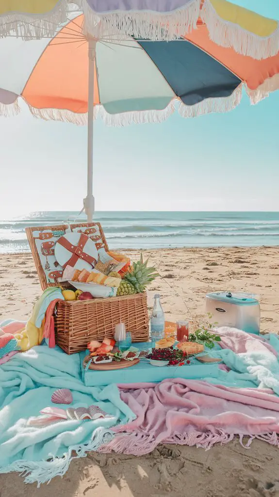 cozy seaside picnic setup