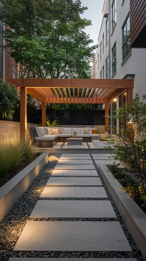 defined zones through hardscaping