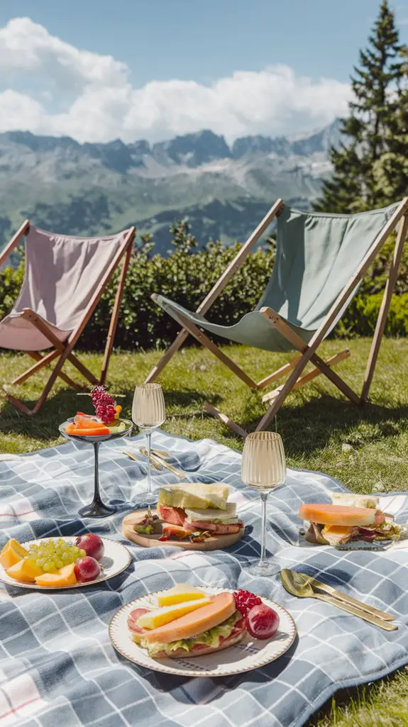 picnic chairs in mountains