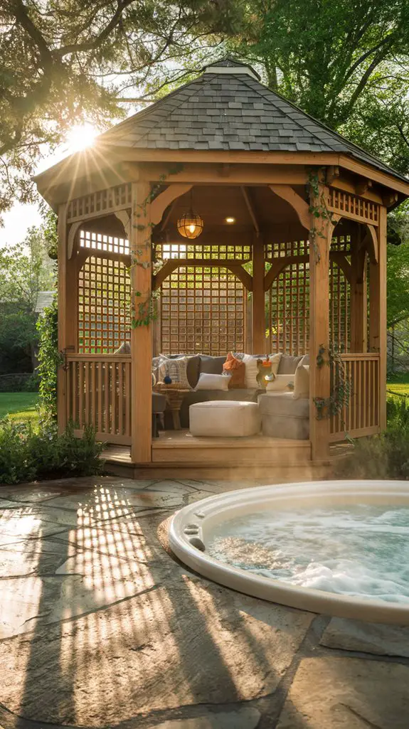 relaxing outdoor hot tub