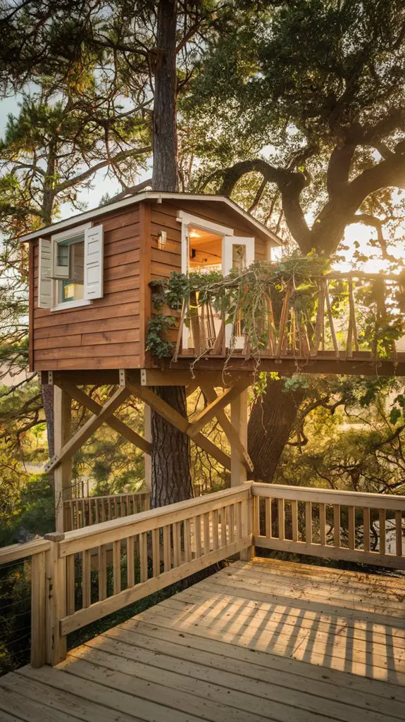 treehouse featuring swinging bridge