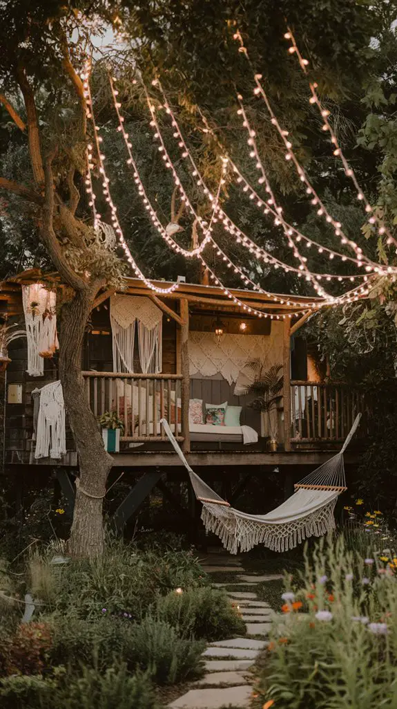 whimsical illuminated treehouse retreat