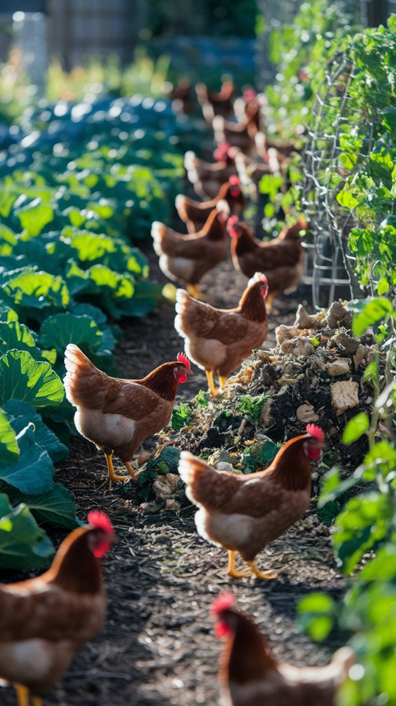 chicken composting garden waste