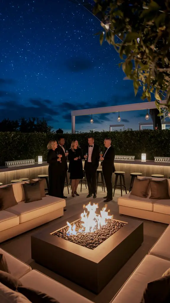cocktail lounge with firepit