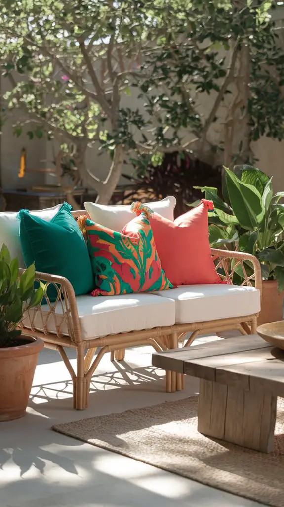 colorful decorative pillows added