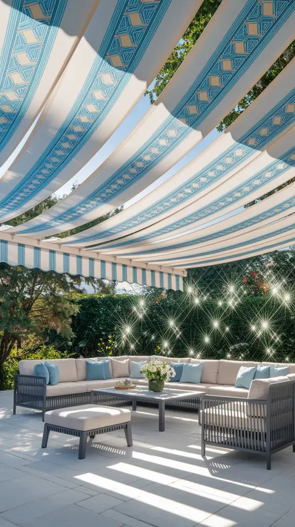 designer patterned retractable awnings