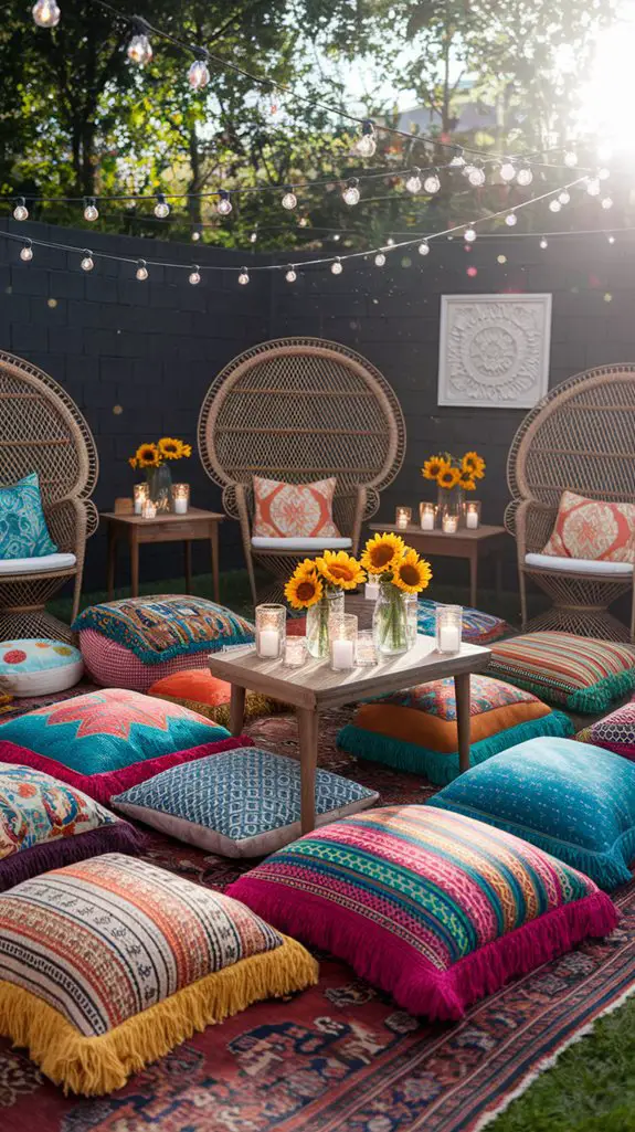 eclectic floor cushion decor