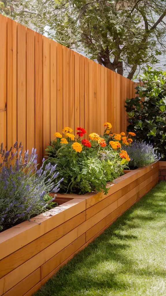 fenced garden with flowers