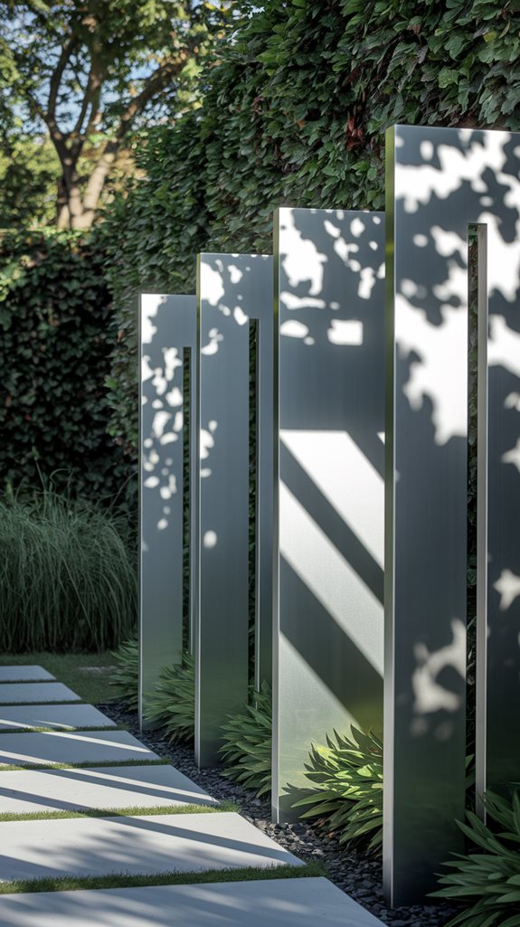 garden metal panels casting shadows