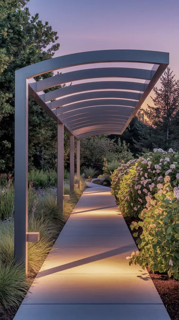 metal pergola walkways lighting