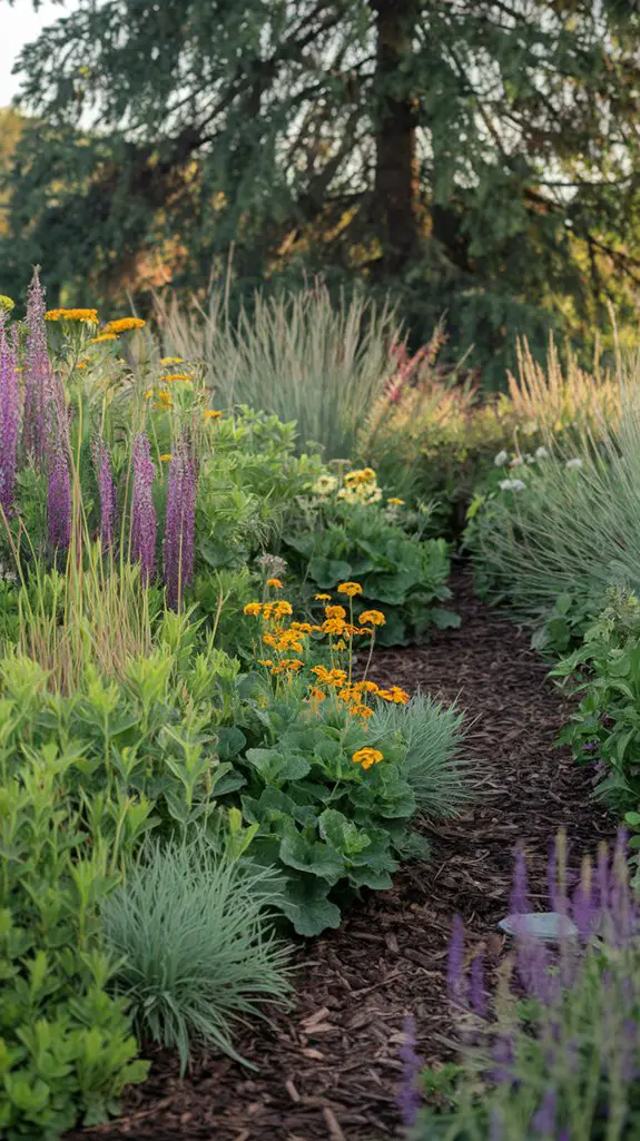 native plants and mulch