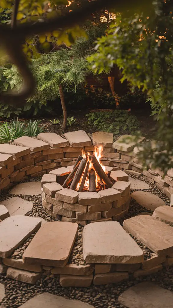 natural circular stone seating