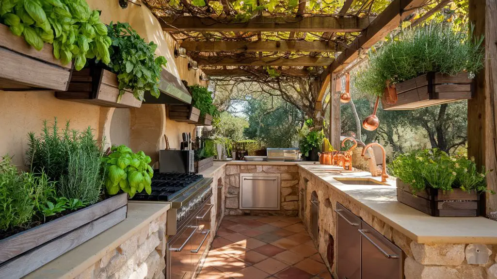 outdoor kitchens with herbs