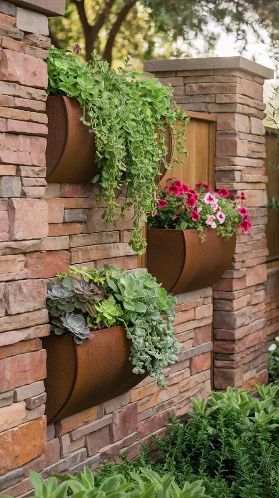 planter integrated stone fencing