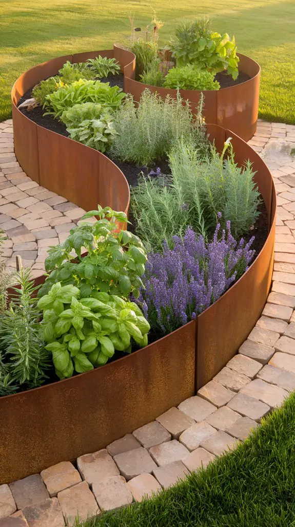 round elevated plant containers