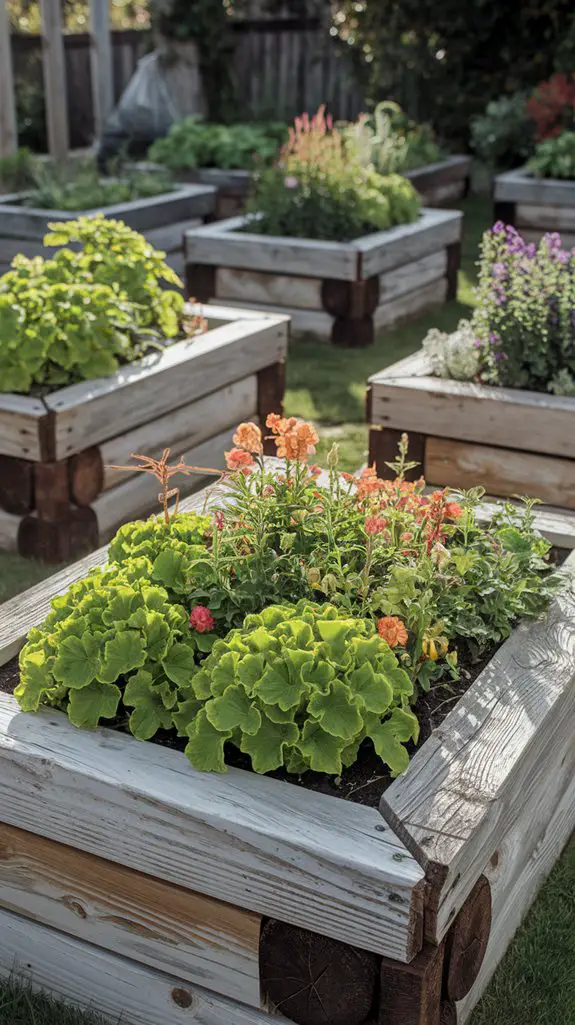 salvaged wood raised beds