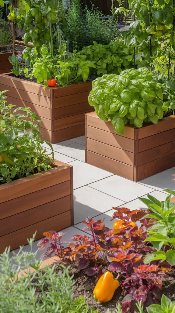 seating friendly raised bed plants