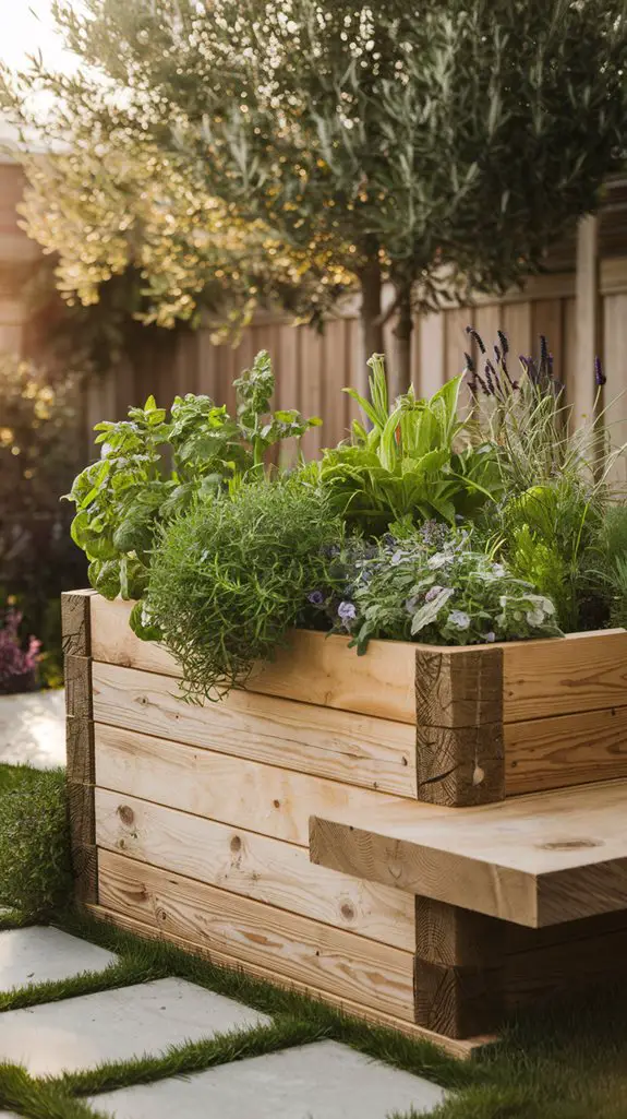 seating integrated into planters