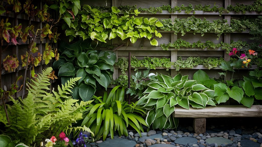 shady backyard vertical gardens