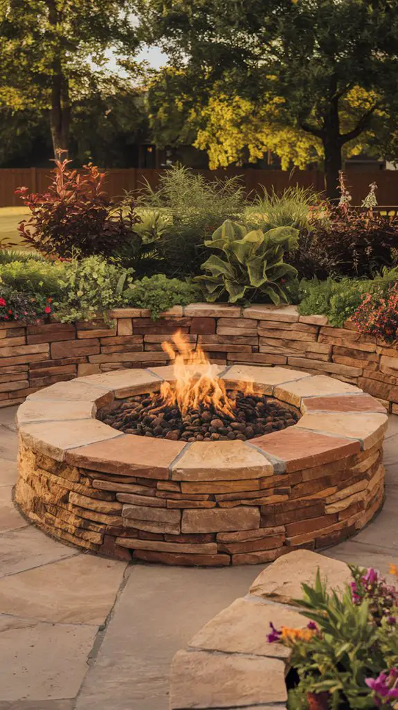 stone fire pit planters