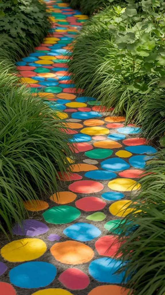 vibrant mosaic stone pathway