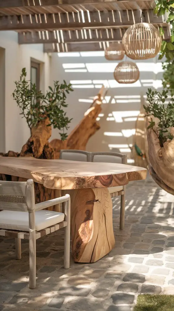 wooden accents and furniture