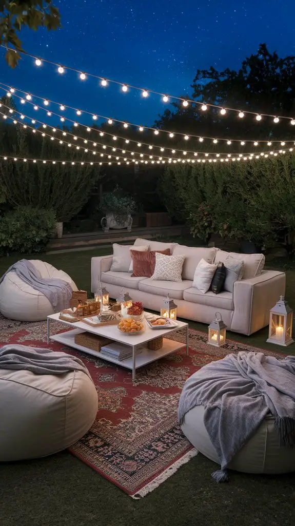 comfortable outdoor movie seating
