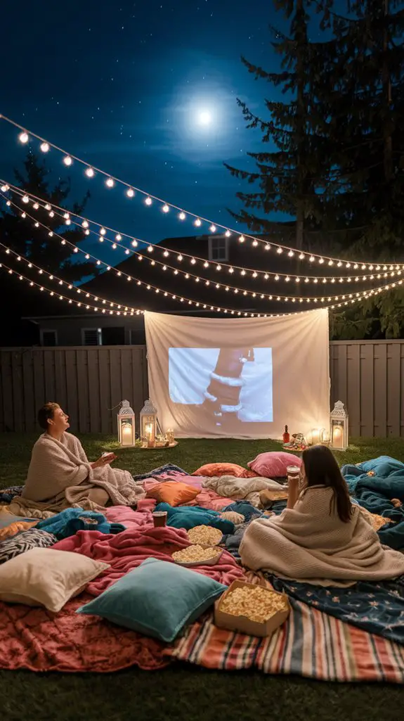 cozy outdoor movie experience