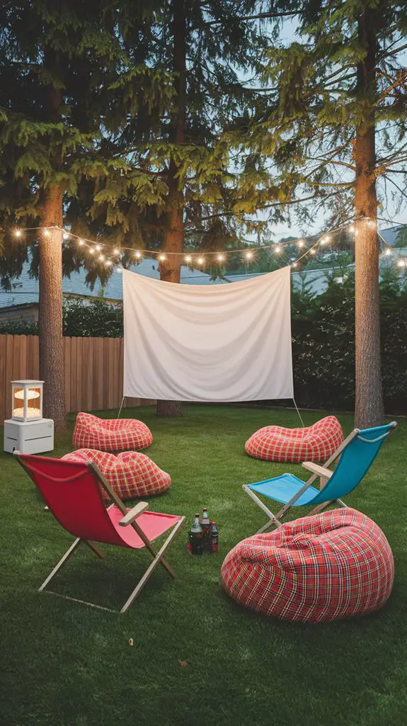 cozy outdoor movie setup