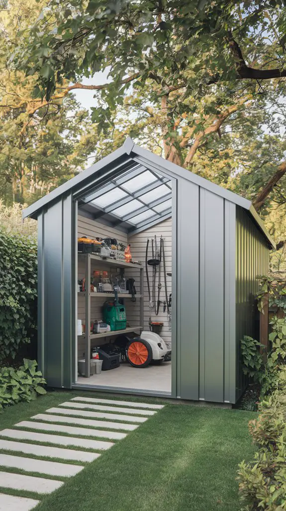 weatherproof shed equipment storage