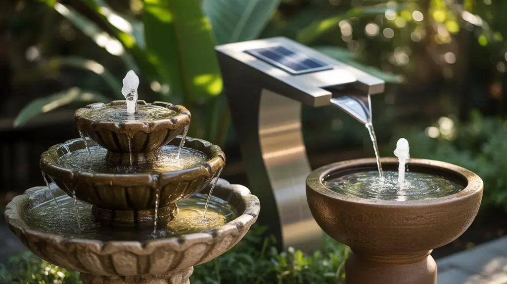 solar powered garden water fountains